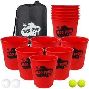Outdoor Yard Games Set with Durable Buckets and Balls, Toss Game Throwing Game